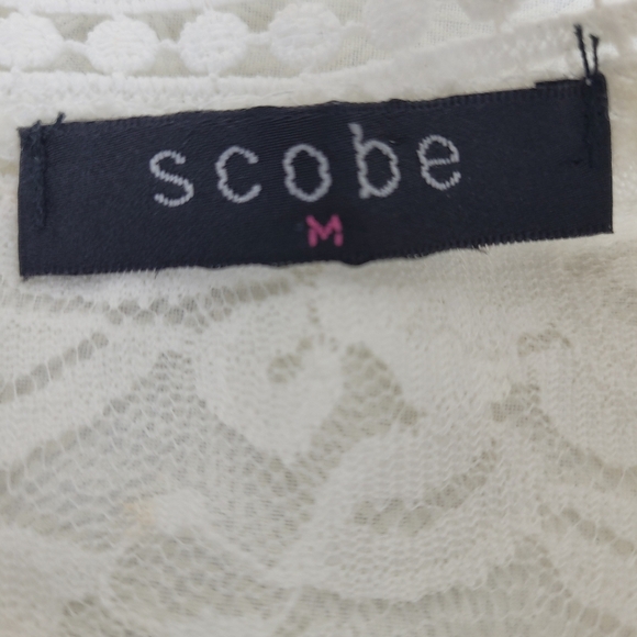 Scobe white deep v neck short sleeve top white lace peplum fairy coquette girl M - Picture 8 of 13